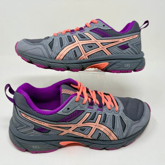 ASICS Gel Venture-7 Run Shoes Womens Sz 6 Gray Orange Lightweight K.8.4 Durable - Picture 3 of 15